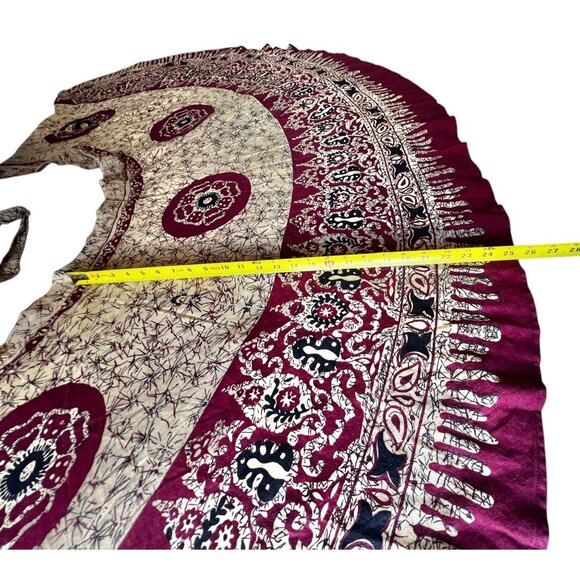 Boho Festival Wrap Skirt Floral Patterns & Adjustable Ties 100% India Cotton VTG - Picture 3 of 12